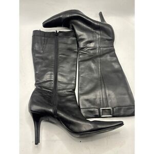 Scorpion Black Leather Pointed Toe Stiletto Knee High Boots Women's 8.5M